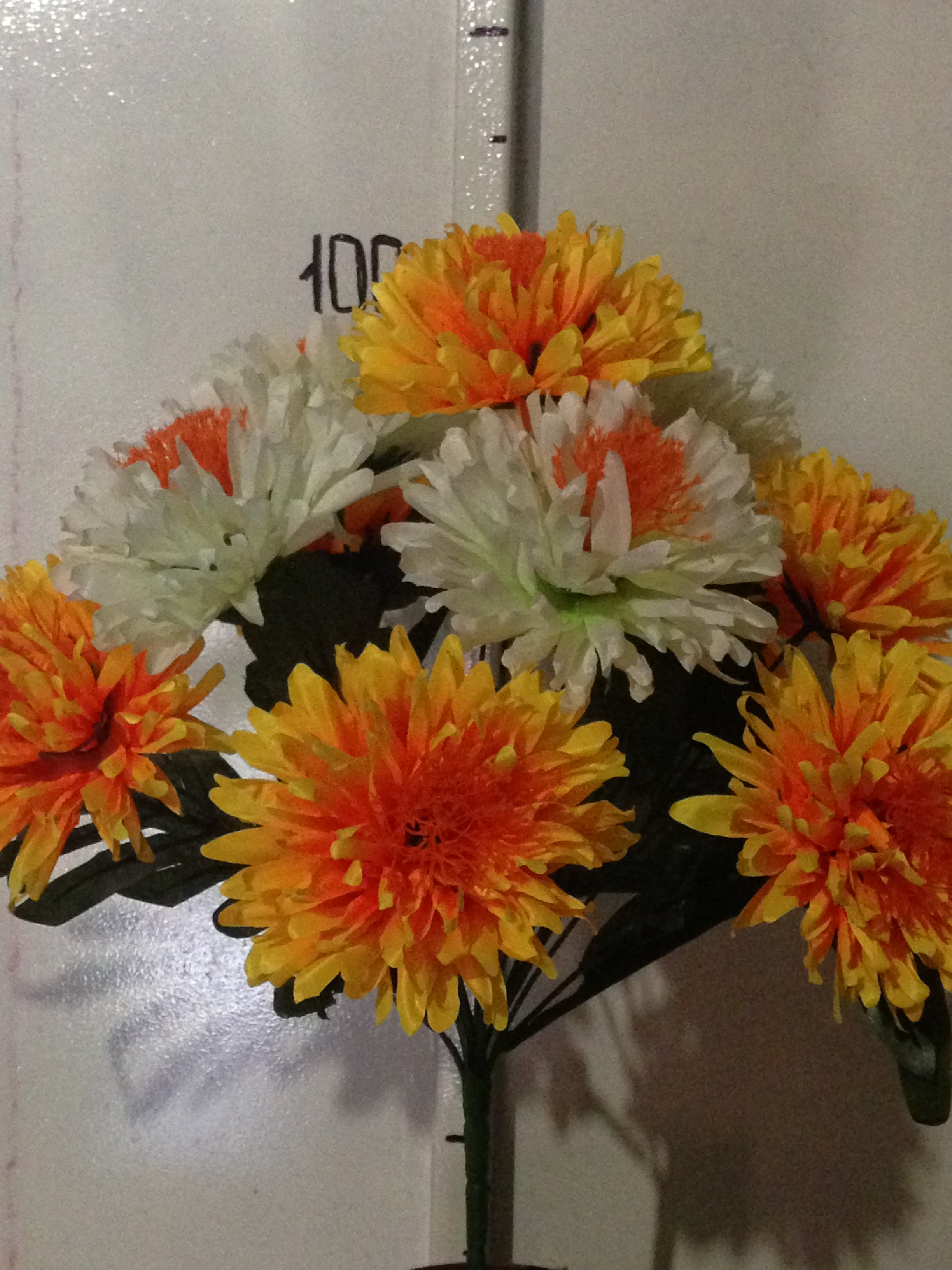 Искусственные цветы Хризантема вазон атласный