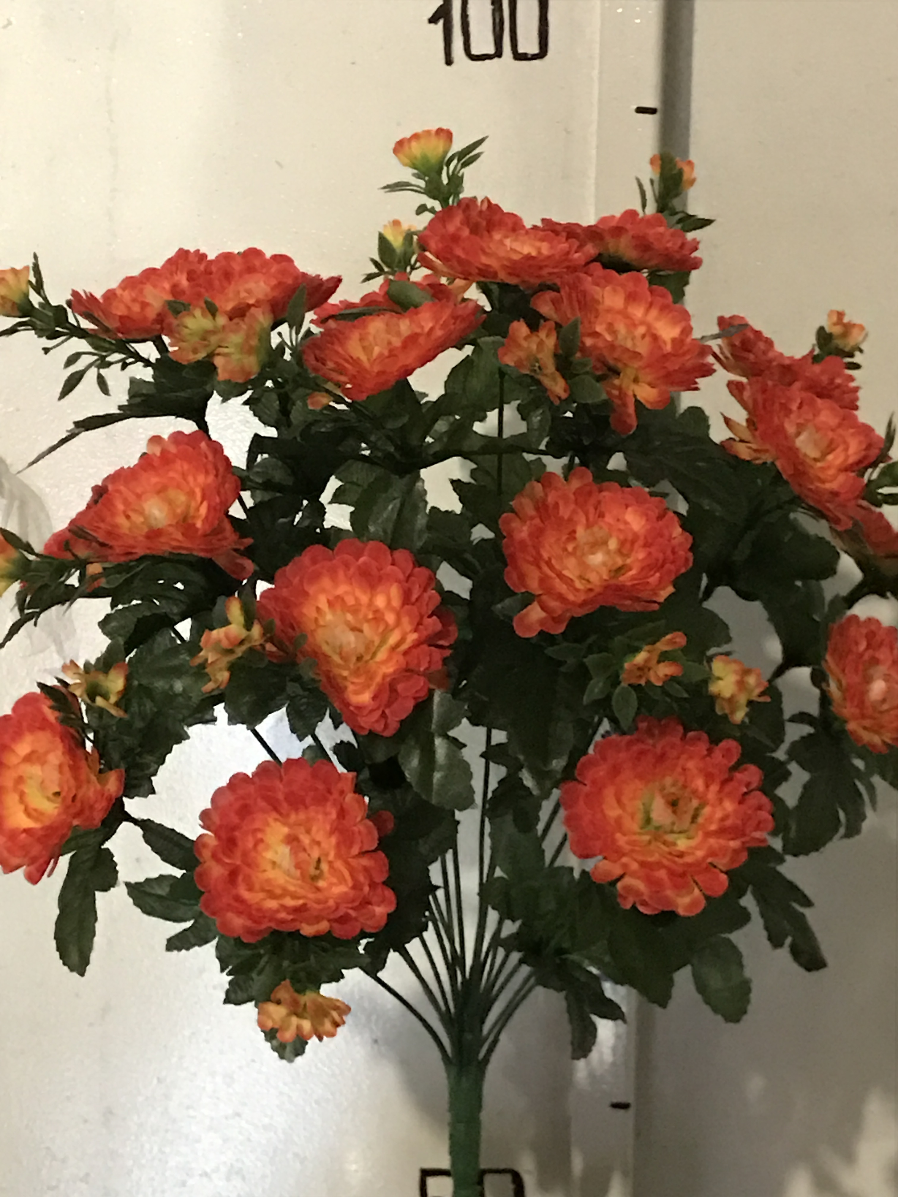 Искусственные цветы оптом Хризантема плоская вазон - 18 ка